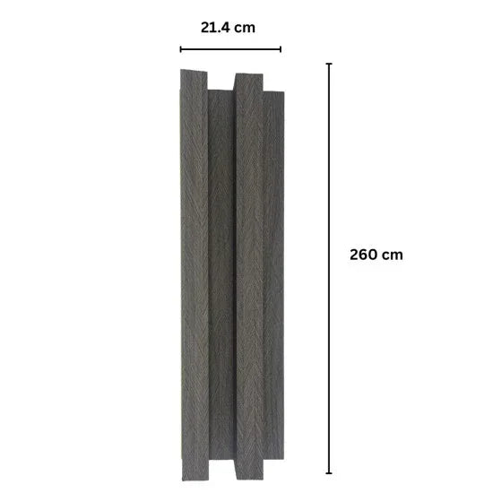 Panou decorativ riflaj WPC, montaj rapid, rezistenta ridicata, Naimeed D7518, 260x21.4x6cm, gri