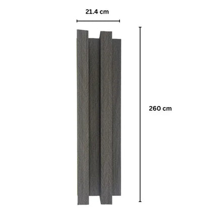 Panou decorativ riflaj WPC, montaj rapid, rezistenta ridicata, Naimeed D7518, 260x21.4x6cm, gri