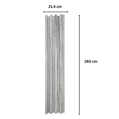 Panou decorativ riflaj WPC, montaj rapid, rezistenta ridicata, Naimeed D7527, 260x16.8x2.3cm, gri