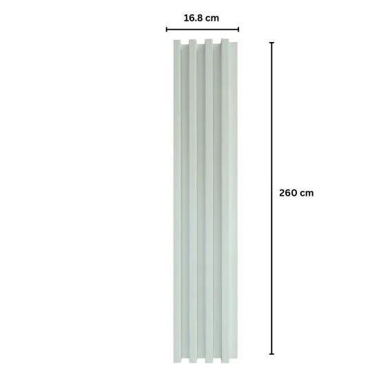 Panou decorativ riflaj WPC, montaj rapid, rezistenta ridicata, Naimeed D7534, 260x16.8x2.3cm, alb