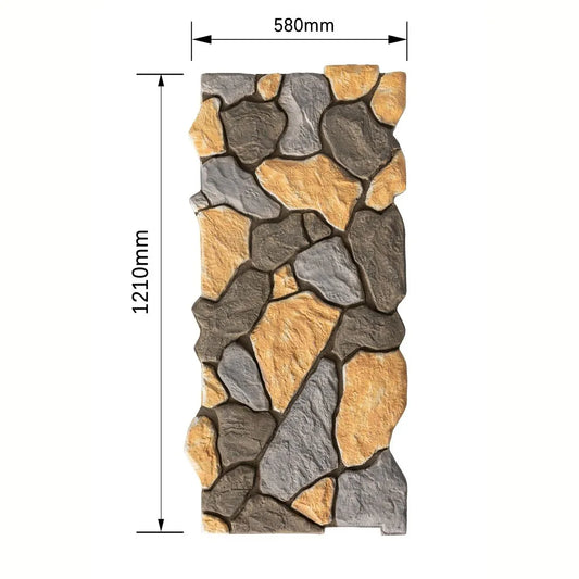 Panou decorativ 3D, efect piatră naturală, ultraușor, Naimeed D7572, pentru interior și exterior, 121x58x4cm, Multicolor