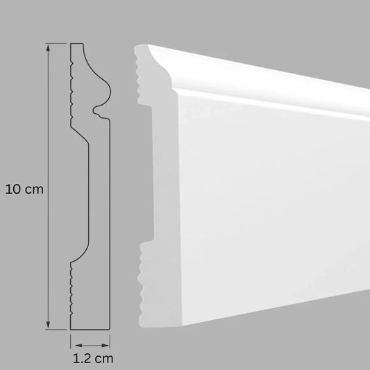 Plinta decorativa, polimer rigid, Naimeed D7607, Alb, 230x10x1.2cm