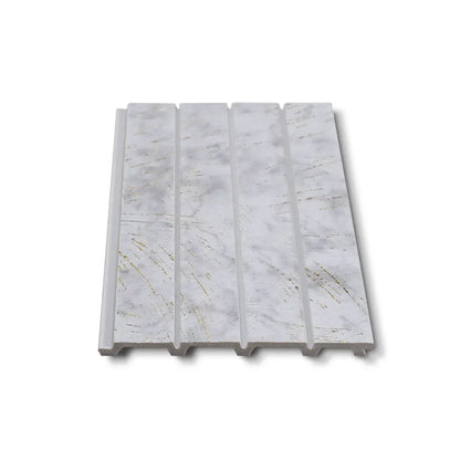 Panou decorativ, riflaj, polimer rigid, Naimeed D7623, Dimensiuni 270x16.5x1.1cm, Alb/Auriu