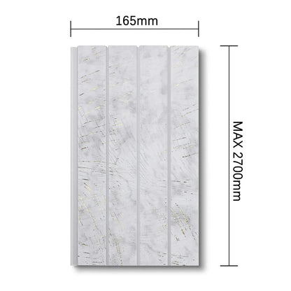 Panou decorativ, riflaj, polimer rigid, Naimeed D7623, Dimensiuni 270x16.5x1.1cm, Alb/Auriu