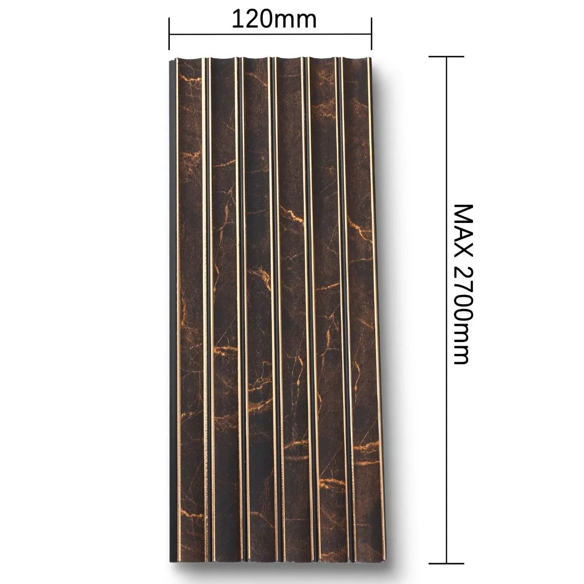 Panou decorativ, riflaj, polimer rigid, Naimeed D7632, Dimensiuni 270x12x0.55cm, Negru Bronz