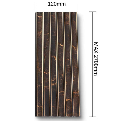 Panou decorativ, riflaj, polimer rigid, Naimeed D7632, Dimensiuni 270x12x0.55cm, Negru Bronz