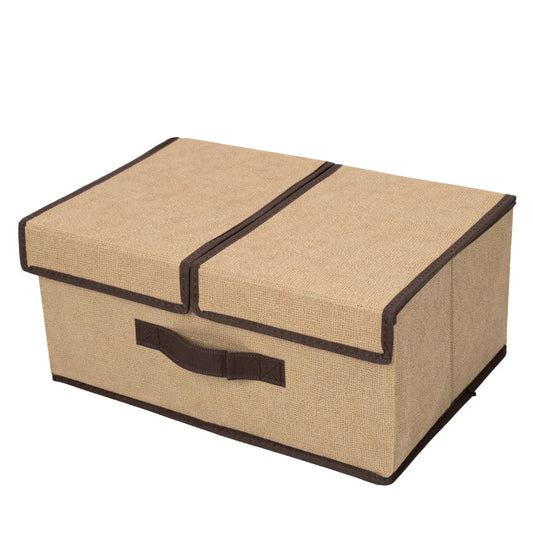 Cutie depozitare din poliester, pliabila, cu dubla acoperire si compartimentare flexibila, Naimeed D7672, dimensiuni 50x30x25cm, bej