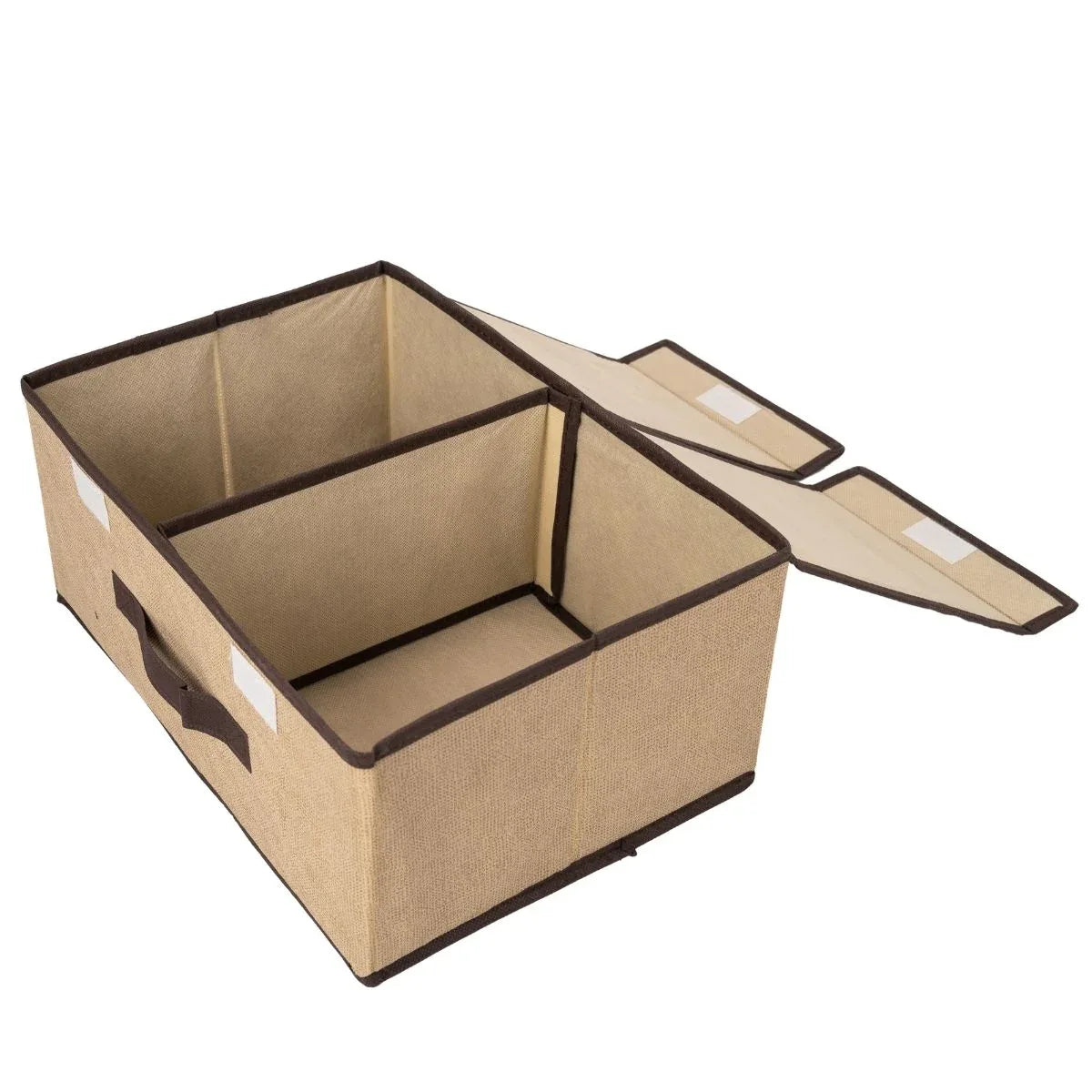 Cutie depozitare din poliester, pliabila, cu dubla acoperire si compartimentare flexibila, Naimeed D7672, dimensiuni 50x30x25cm, bej