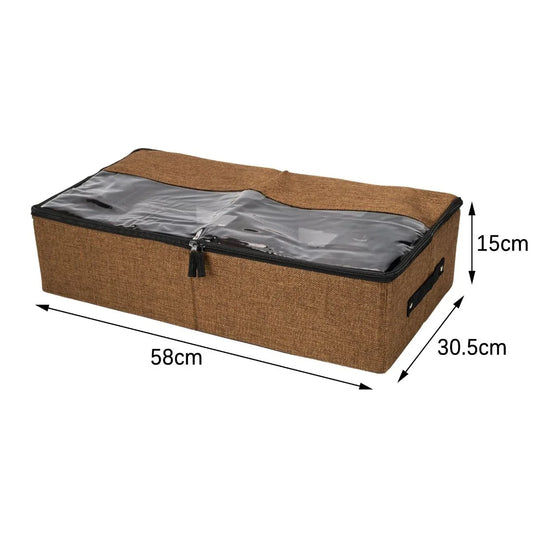 Organizator depozitare multifunctional, cu Fereastră Vizibilă, Închidere cu Fermoar si compartimentare adjustabila, Naimeed D7686, 15x30.5x58cm, Maro