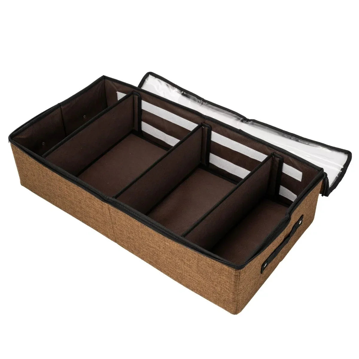 Organizator depozitare multifunctional, cu Fereastră Vizibilă, Închidere cu Fermoar si compartimentare adjustabila, Naimeed D7686, 15x30.5x58cm, Maro