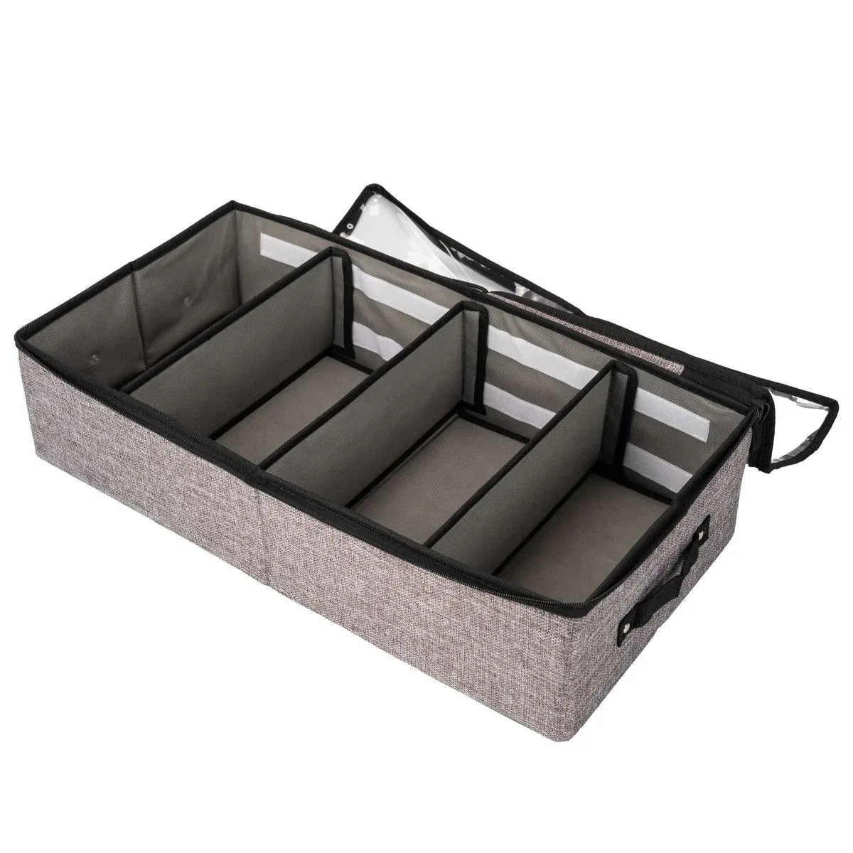 Organizator depozitare multifunctional, cu Fereastră Vizibilă, Închidere cu Fermoar si compartimentare adjustabila, Naimeed D7688, 15x30.5x58cm, Gri