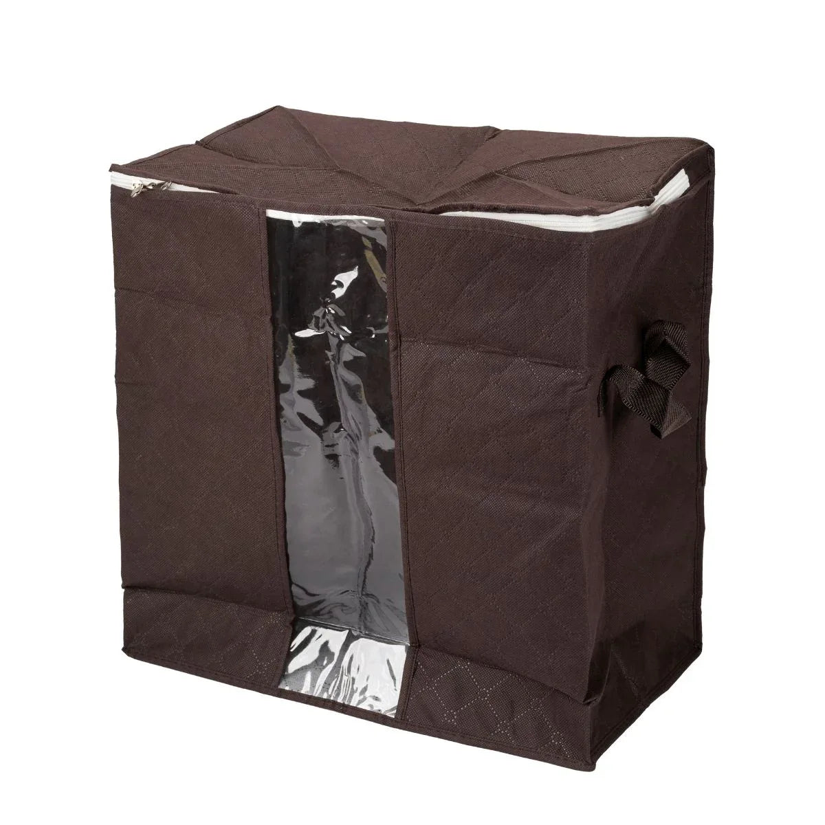 Organizator depozitare multifunctional, cu Fereastră Vizibilă, Închidere cu Fermoar, Naimeed D7694, 28x46x48cm, Maro