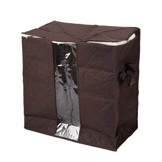 Organizator depozitare multifunctional, cu Fereastră Vizibilă, Închidere cu Fermoar, Naimeed D7694, 28x46x48cm, Maro