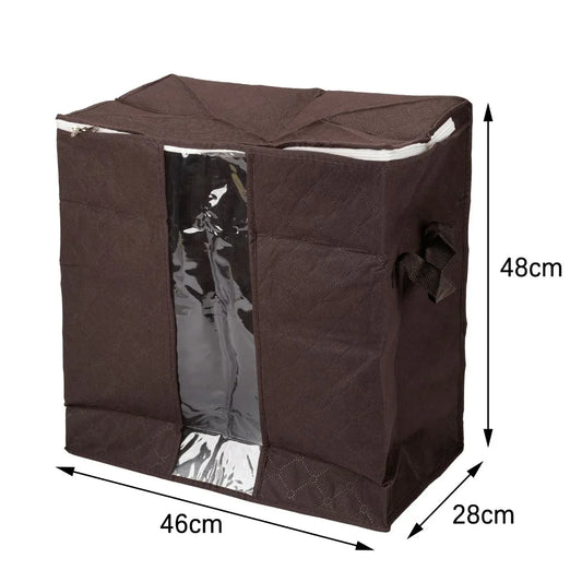 Organizator depozitare multifunctional, cu Fereastră Vizibilă, Închidere cu Fermoar, Naimeed D7694, 28x46x48cm, Maro