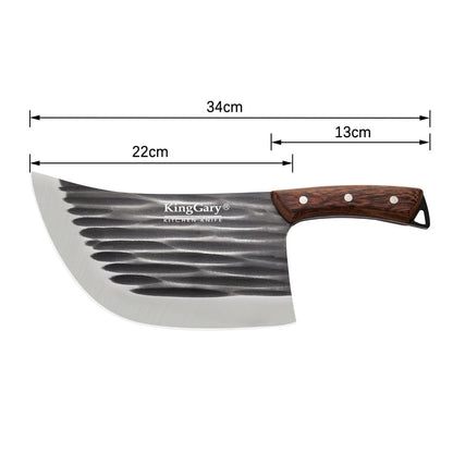 Satar profesional macelarie, Naimeed D7799, Lama curbata din inox 22cm si maner din lemn 13 cm