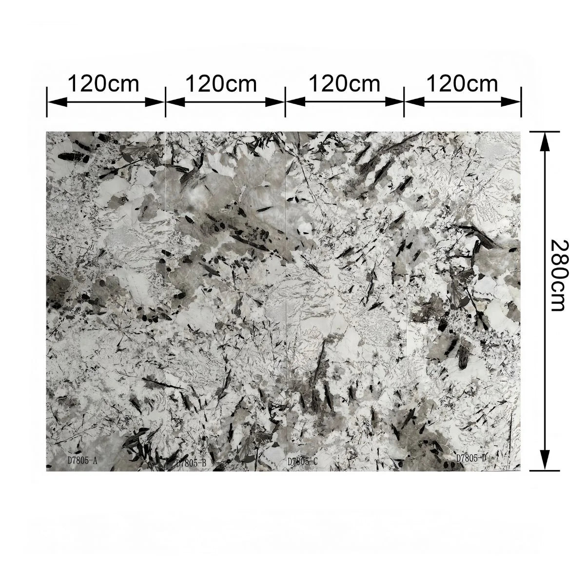 Set 4 Panouri SPC Naimeed D7805 –Design continuu fără îmbinări,densitate mare 0.75g/cm³, protecție antibacteriană, ignifug și rezistență la umiditate, 120x280cm