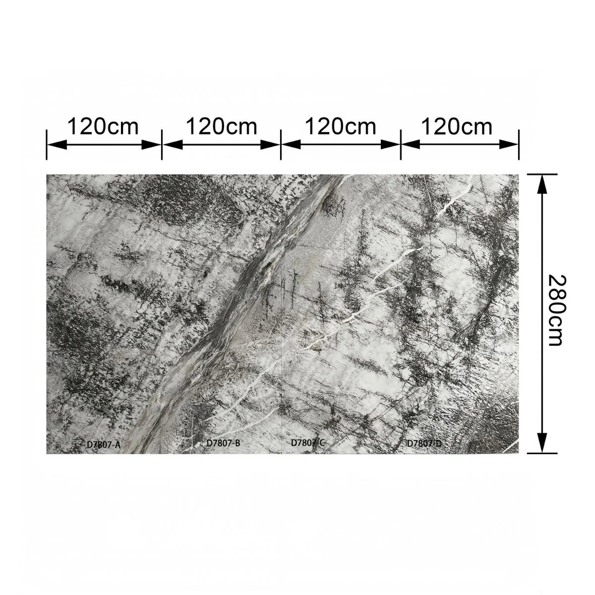 Set 4 Panouri SPC Naimeed D7807 –Design continuu fără îmbinări,densitate mare 0.75g/cm³, protecție antibacteriană, ignifug și rezistență la umiditate, 120x280cm