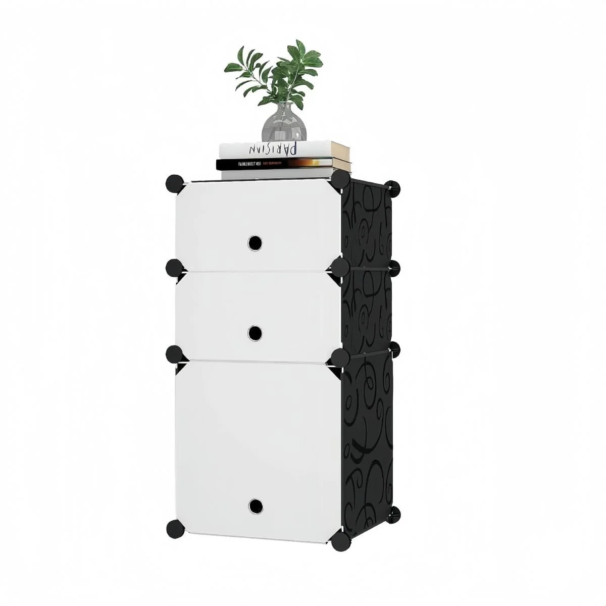 Dulap Modular, 3 Usi, Naimeed D7891, 74x37x37cm , Alb/Negru