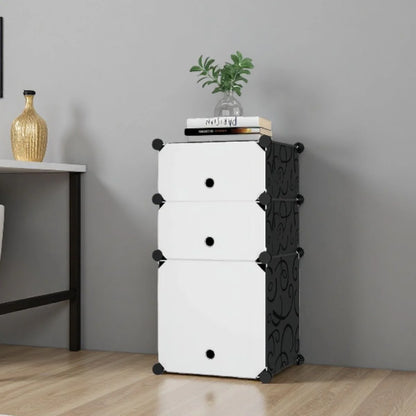 Dulap Modular, 3 Usi, Naimeed D7891, 74x37x37cm , Alb/Negru