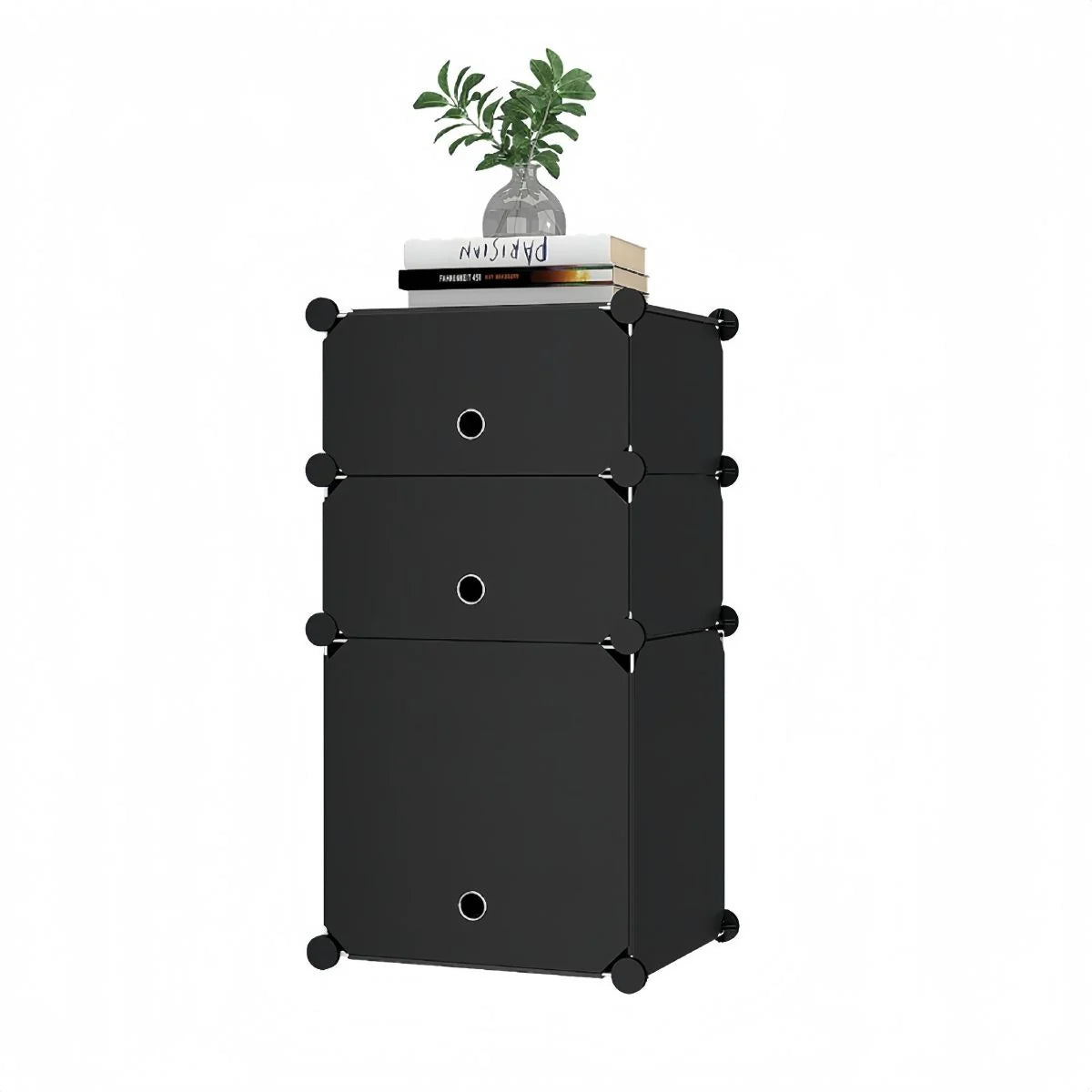 Dulap Modular, 3 Usi, Naimeed D7893, 74x37x37cm , Alb/Negru