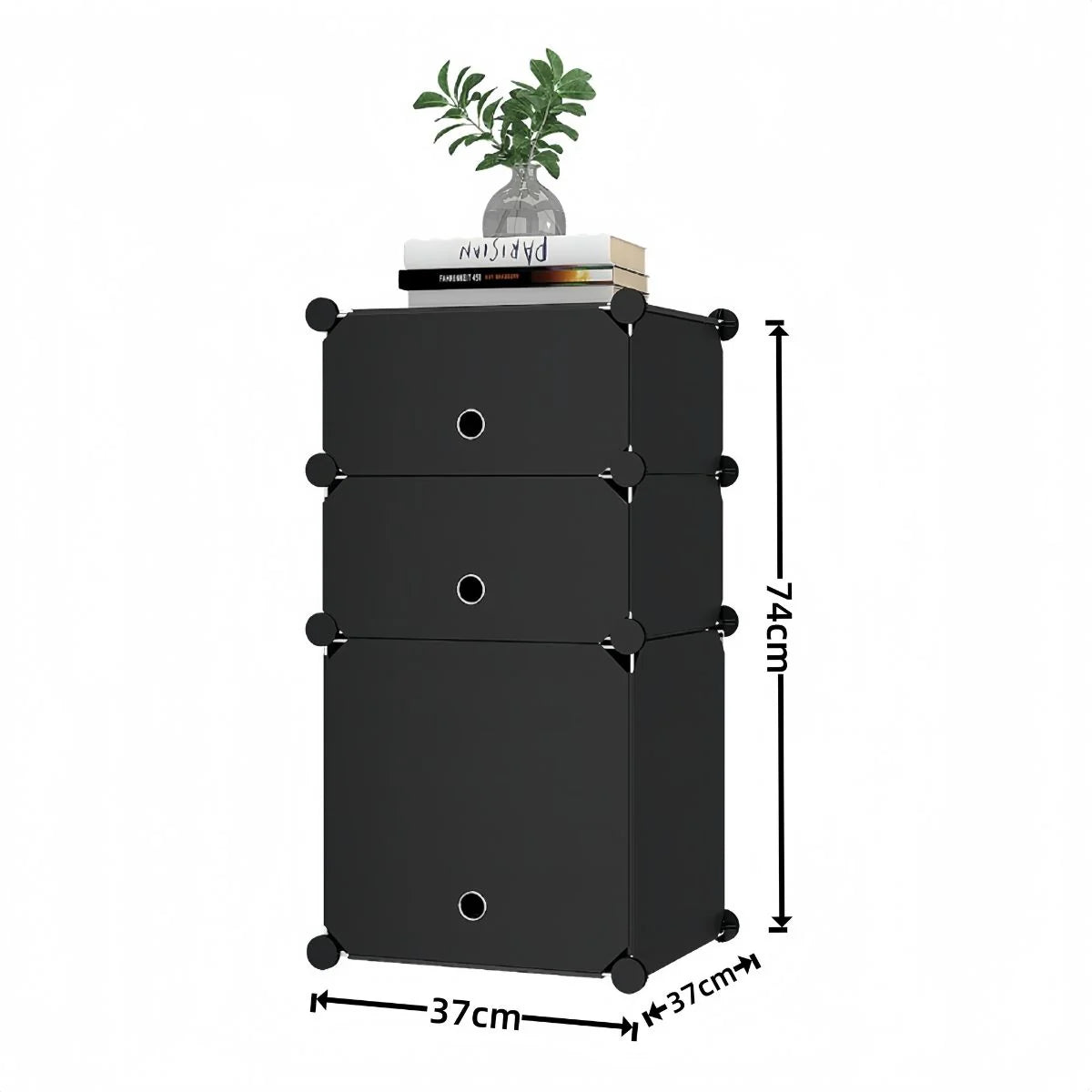 Dulap Modular, 3 Usi, Naimeed D7893, 74x37x37cm , Alb/Negru