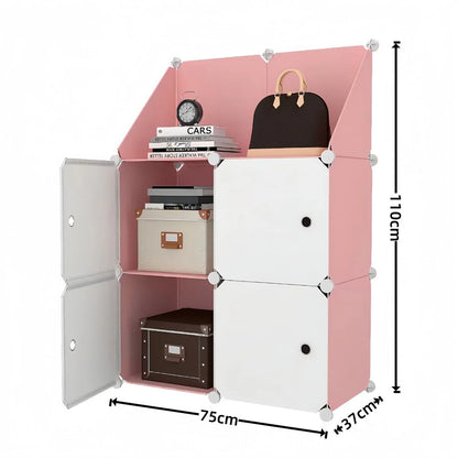 Dulap Modular, 4 Usi, Naimeed D7895, 110x75x37cm, Roz