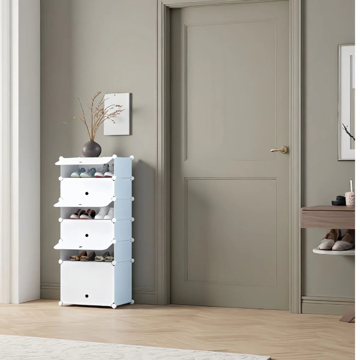 Pantofar Modular, 6 usi, Naimeed D7904, 37x37x125cm, Alb