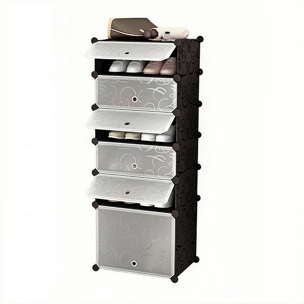 Pantofar Modular, 6 usi, Naimeed D7906, 37x37x125cm, Negru