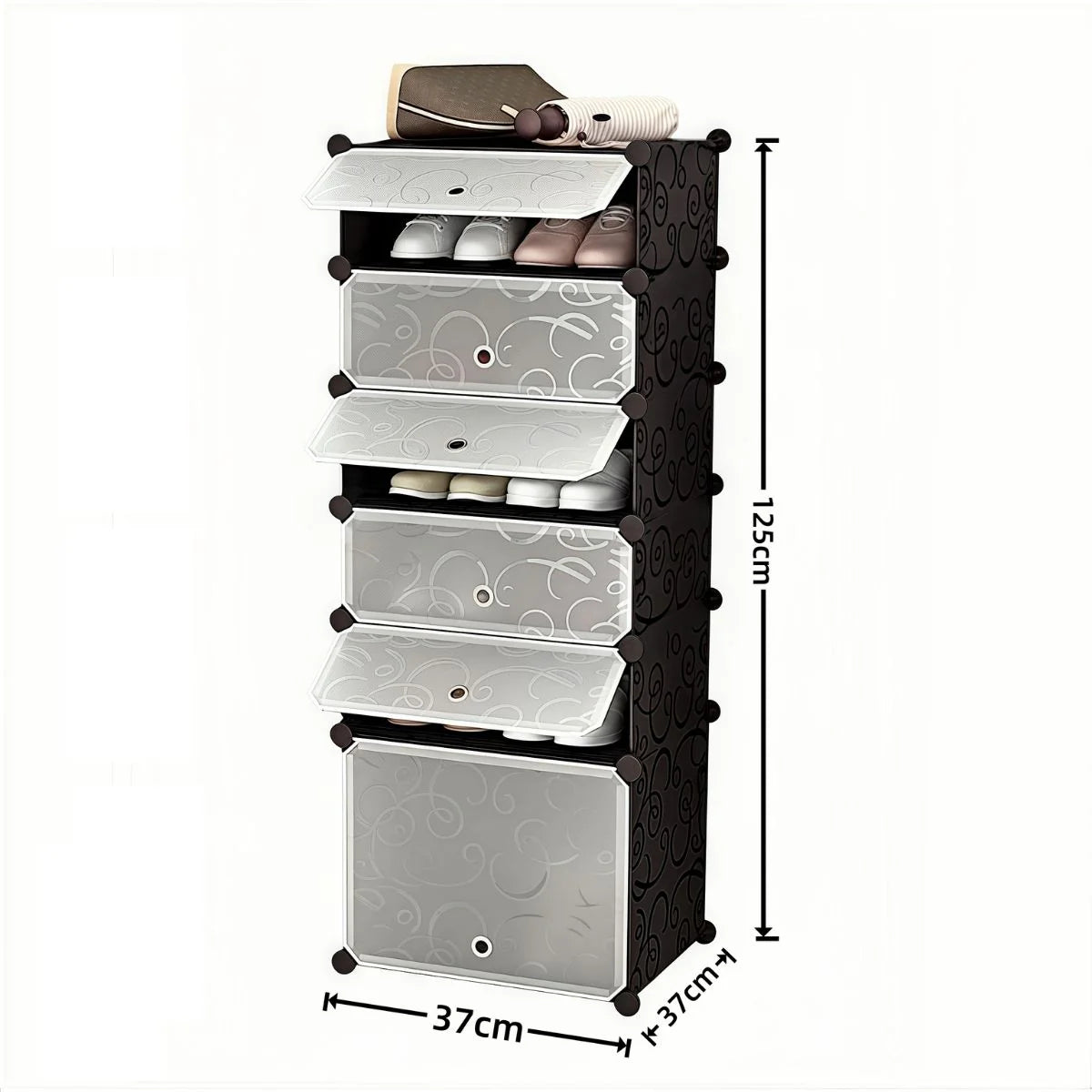 Pantofar Modular, 6 usi, Naimeed D7906, 37x37x125cm, Negru