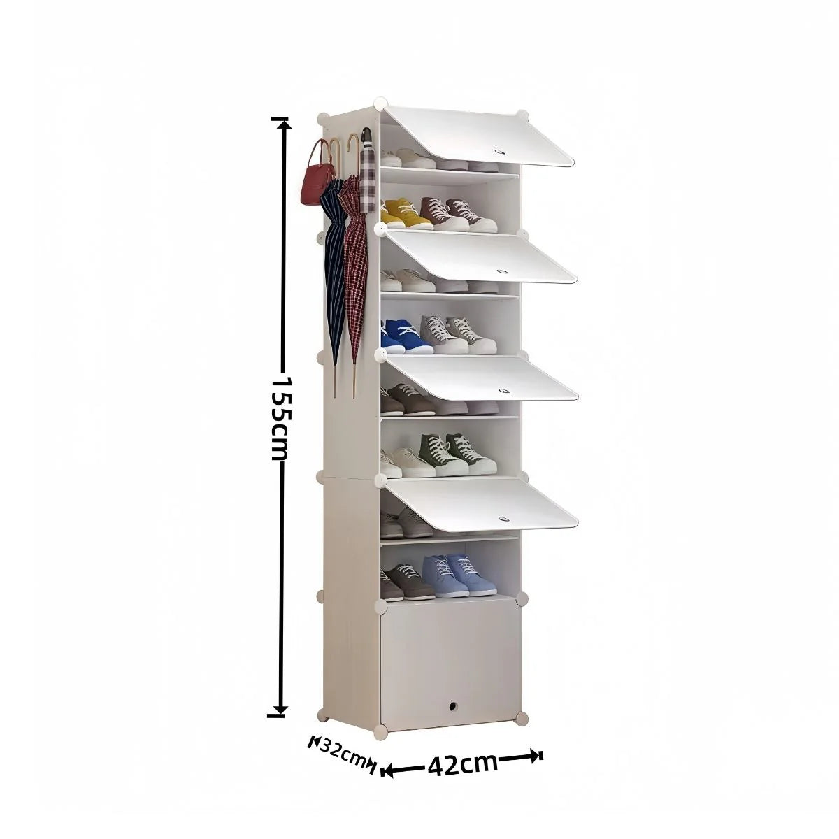 Pantofar Modular, 5 usi, Naimeed D7907, 32x42x155cm, Alb