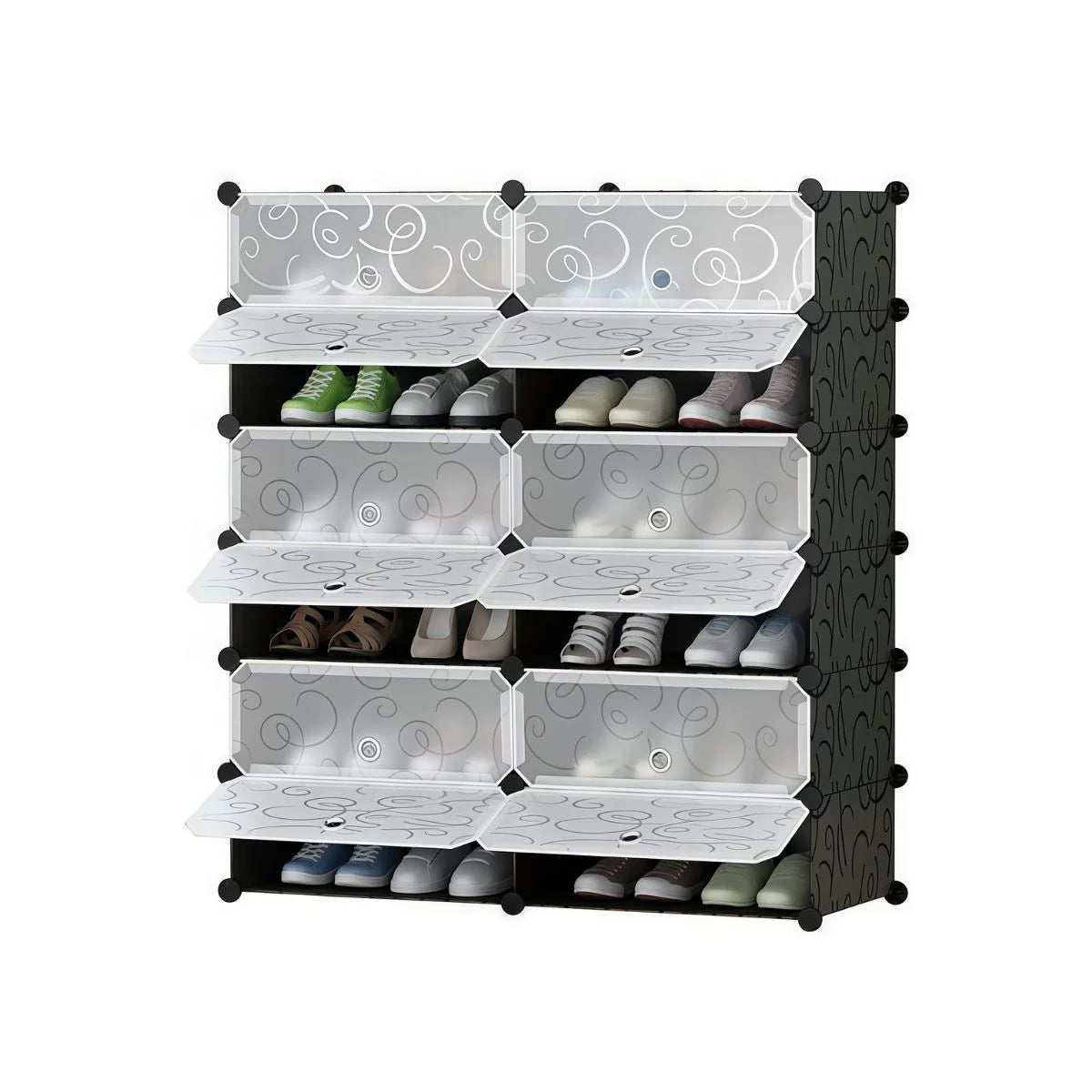 Pantofar Modular, 12 usi, Naimeed D7912, 37x95x108cm, Negru