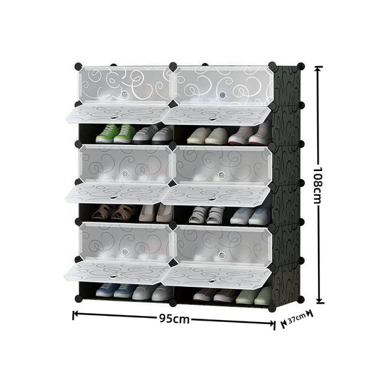 Pantofar Modular, 12 usi, Naimeed D7912, 37x95x108cm, Negru