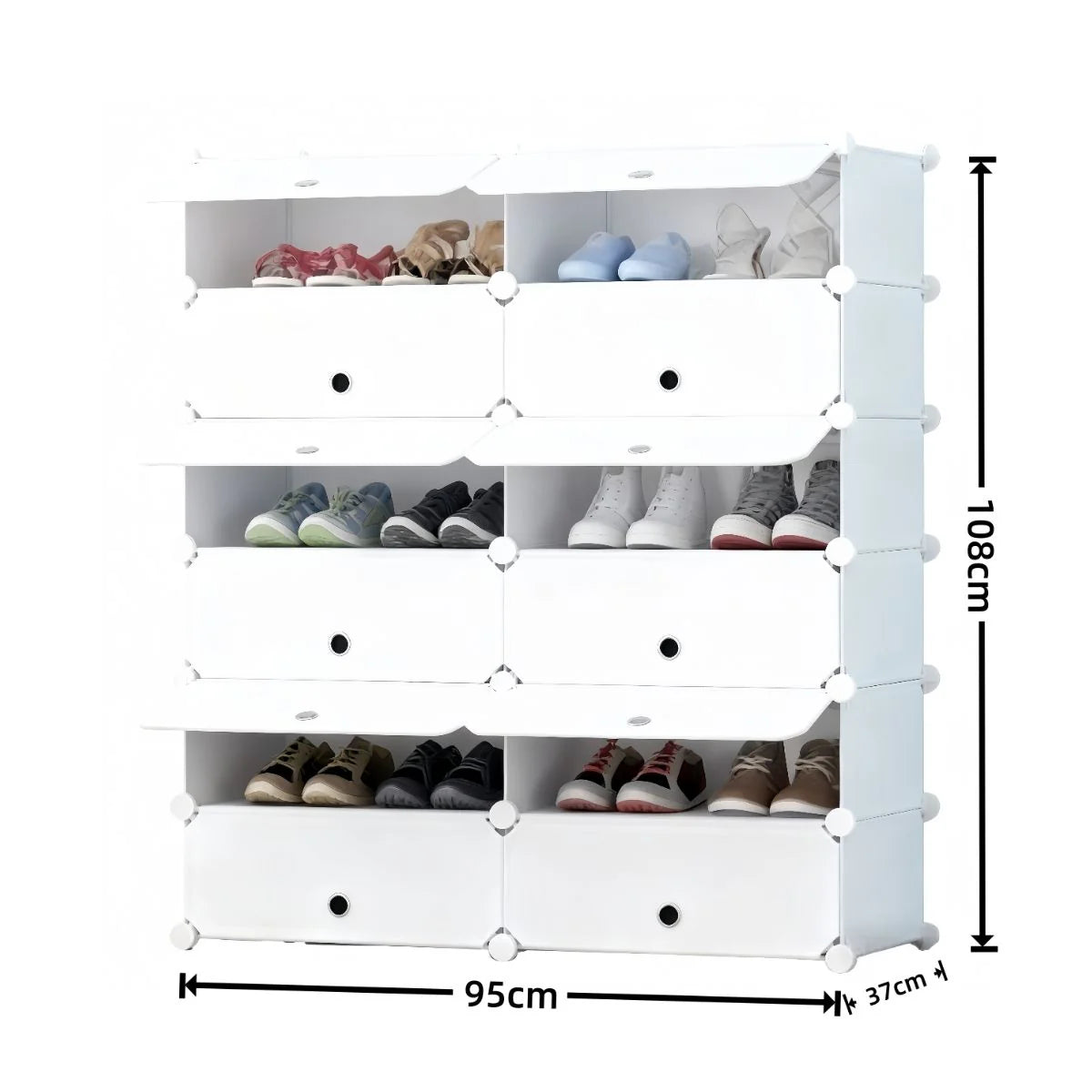 Pantofar Modular, 12 usi, Naimeed D7914, 37x95x108cm, Alb