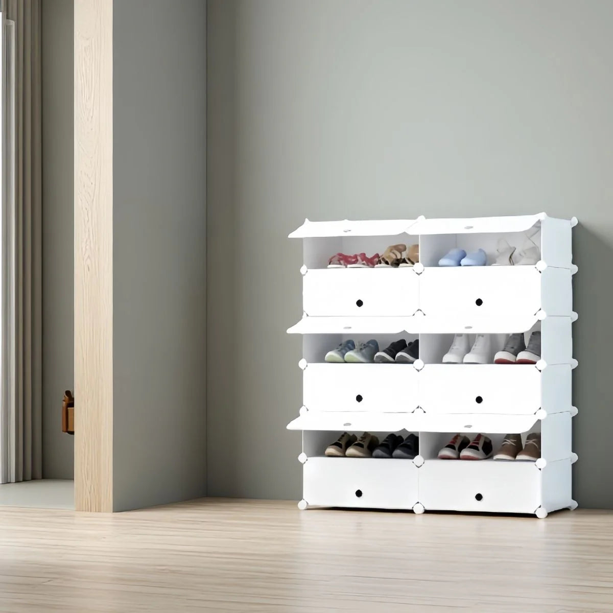 Pantofar Modular, 12 usi, Naimeed D7914, 37x95x108cm, Alb