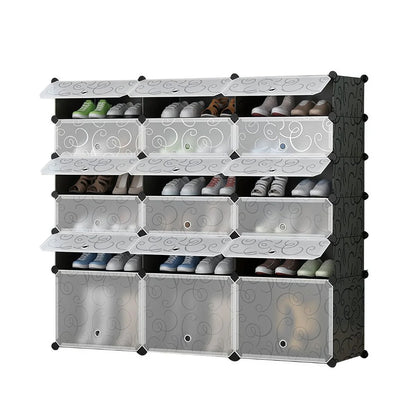 Pantofar Modular, 18 usi, Naimeed D7915, 37x110x125cm, Negru