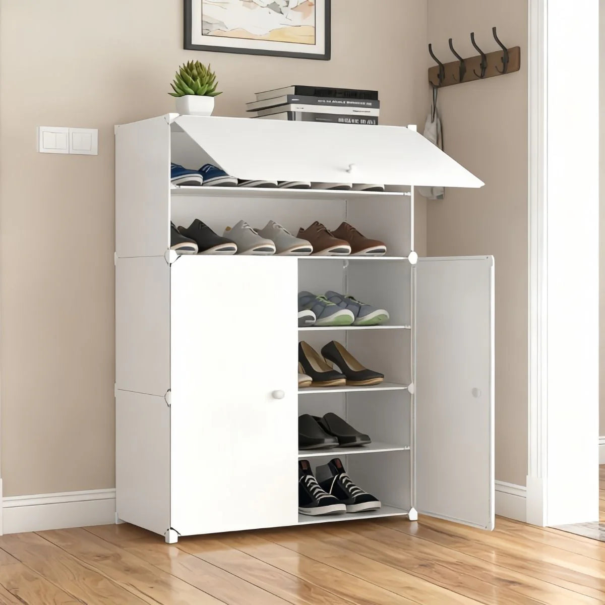 Pantofar Modular, 3 usi, Naimeed D7918, 32x62x95cm, Alb
