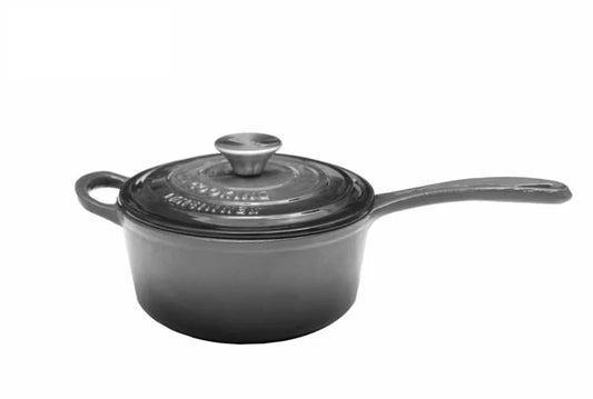 Cratita din fonta emailata cu coada si capac, 19x9cm, capacitate 1.8l Marble Gray / DCN58628