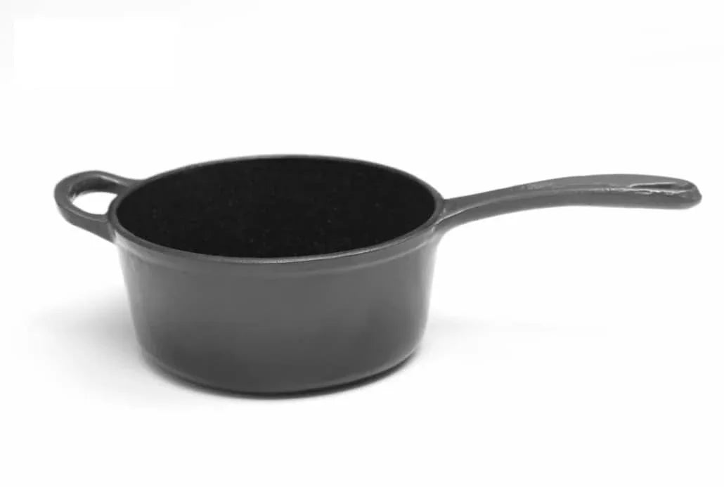 Cratita din fonta emailata cu coada si capac, 19x9cm, capacitate 1.8l Marble Gray / DCN58628