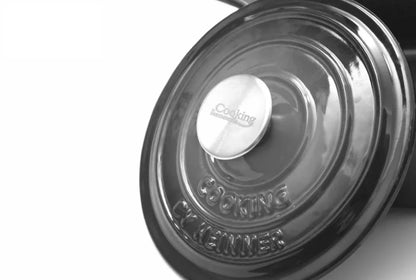 Cratita din fonta emailata cu coada si capac, 19x9cm, capacitate 1.8l Marble Gray / DCN58628