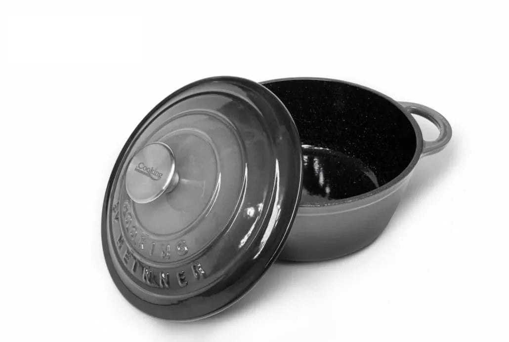 Cratita din fonta emailata cu capac, 22x9.5cm, capacitate 2.9l Marble Gray / DCN58632