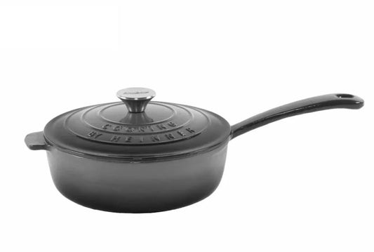 Cratita din fonta emailata cu coada si capac, 24x8cm, capacitate 2.5l Marble Gray / DCN58638