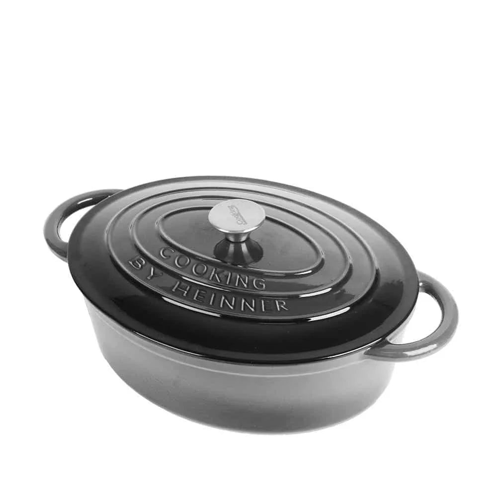 Cratita ovala din fonta emailata cu capac, 33x26.5x11.5cm, capacitate 6l Marble Gray / DCN60799