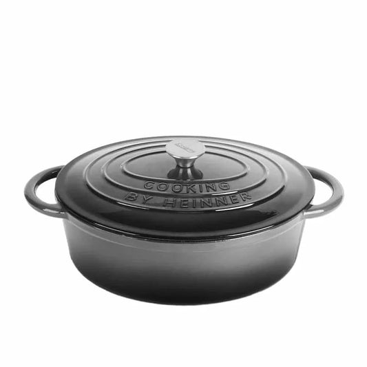 Cratita ovala din fonta emailata cu capac, 37x29x15cm, capacitate 9l Marble Gray / DCN60800