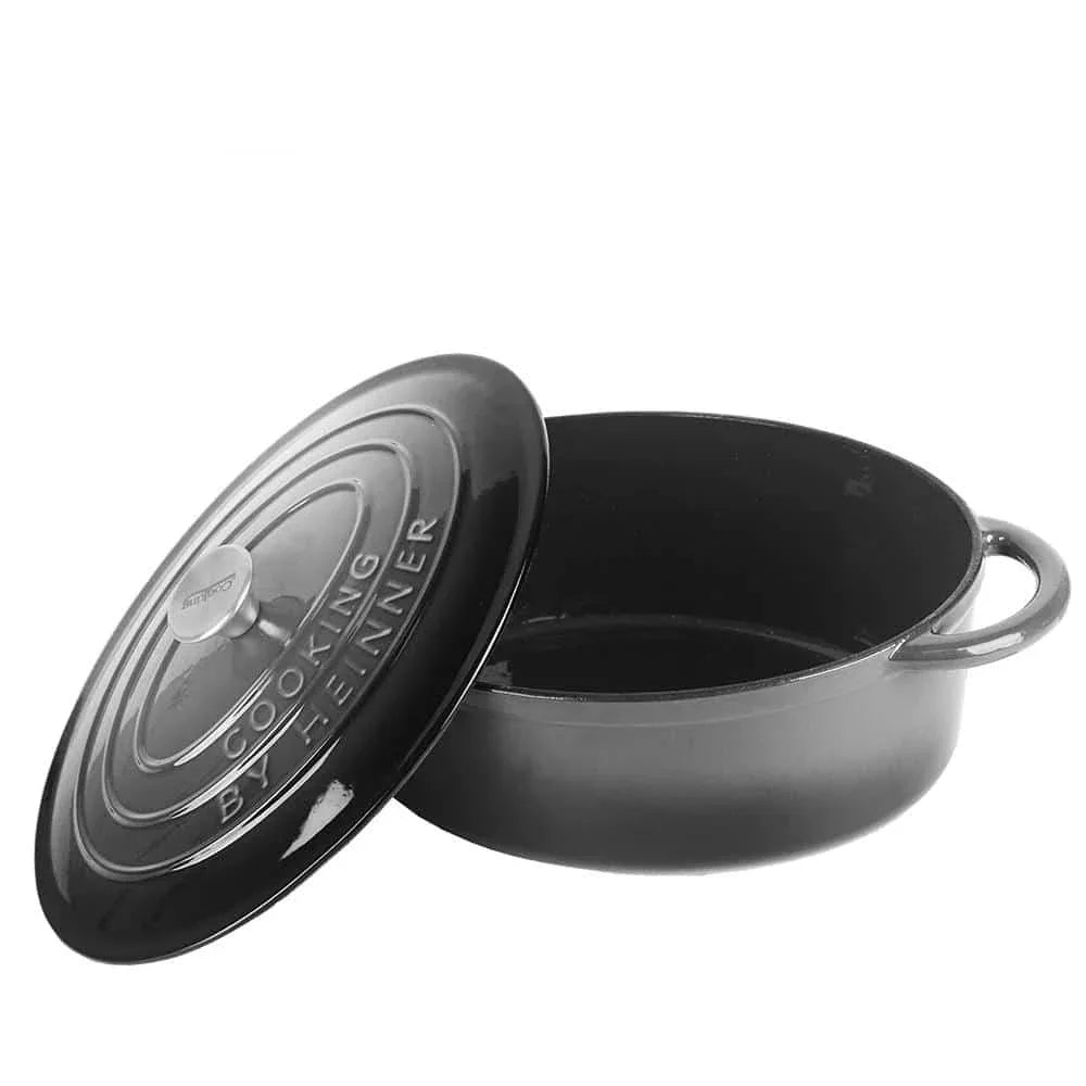 Cratita ovala din fonta emailata cu capac, 37x29x15cm, capacitate 9l Marble Gray / DCN60800