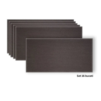Set 16 panouri decorative din praf de piatra, Naimeed D7346, flexibile, ignifuge, strat protector ceramic, rezistente la razele UV, 120x60x0.2 cm, gri antracit