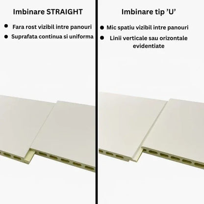 Panou decorativ riflaj WPC, Naimeed D7554, sistem de imbinare straight, aspect rafinat si montaj usor, 260x61.1x0.9cm, alb