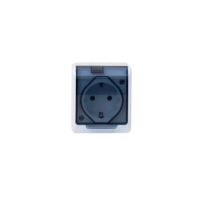Priza simpla cu capac transparent HERMES, 16A/250, IP44 / ELPL-0324-01