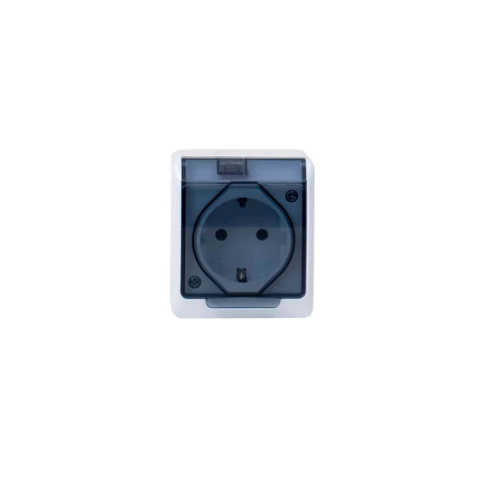 Priza simpla cu capac transparent HERMES, 16A/250, IP44 / ELPL-0324-01