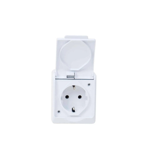 Priza simpla alba cu capac HERMES, 16A/250, IP44 / ELPL-0324-02