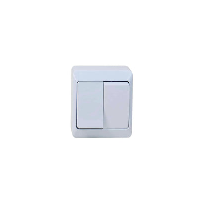 Intrerupator dublu HERMES, alb 10A/250V, IP44/ ELPL-0332-02